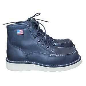 Danner Men's Bull Run Moc Toe 6" Black Work Boot size 7D Medium Width Leather